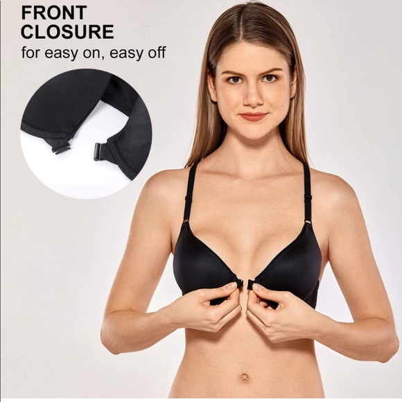 Black Front Closure Racerback Bra - Picture 4 of 5